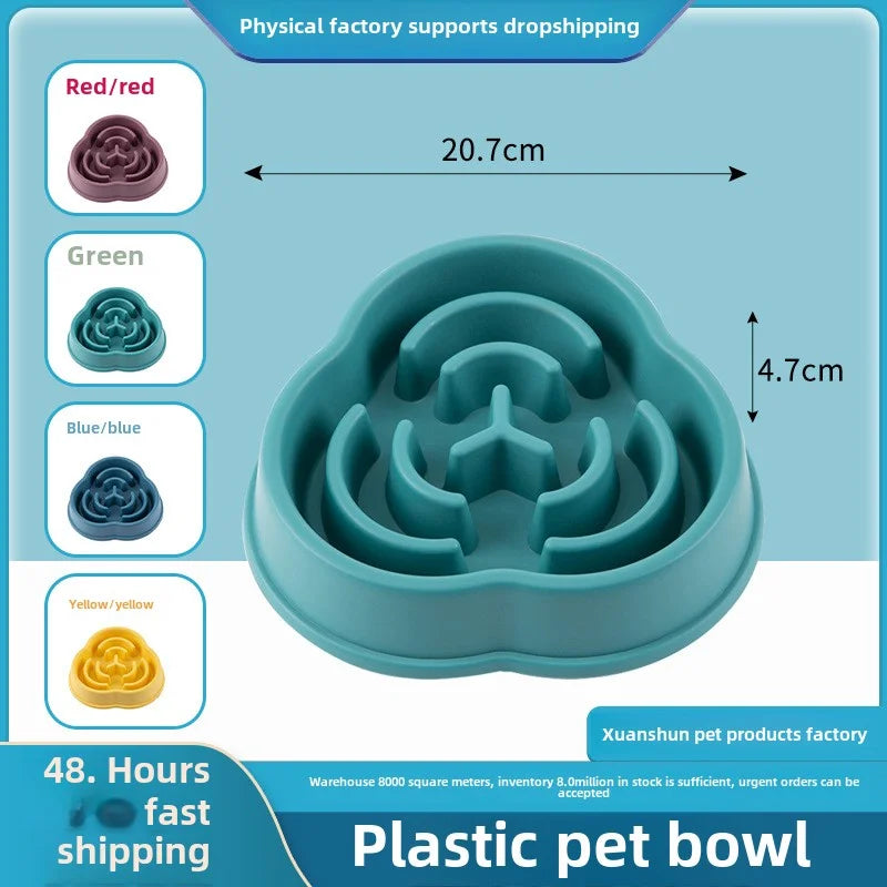 Ciotola per cibo lento per cani in plastica anti-soffocamento