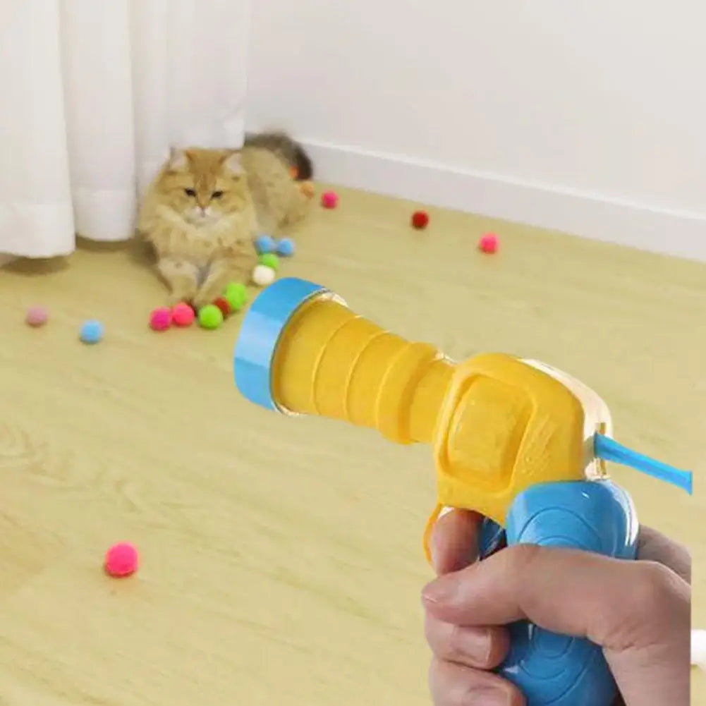 Gioco interattivo per animali domestici con mini pistola e palline elastiche