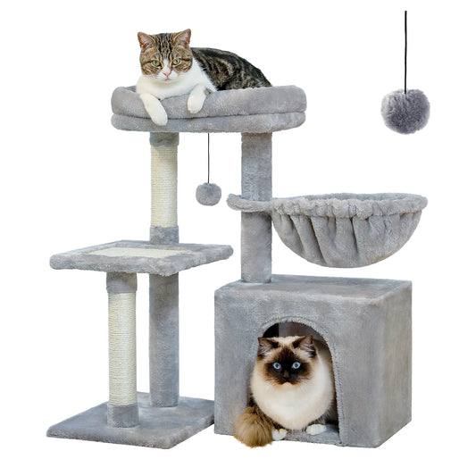 Tiragraffi per gatti su 2 livelli + cuccia