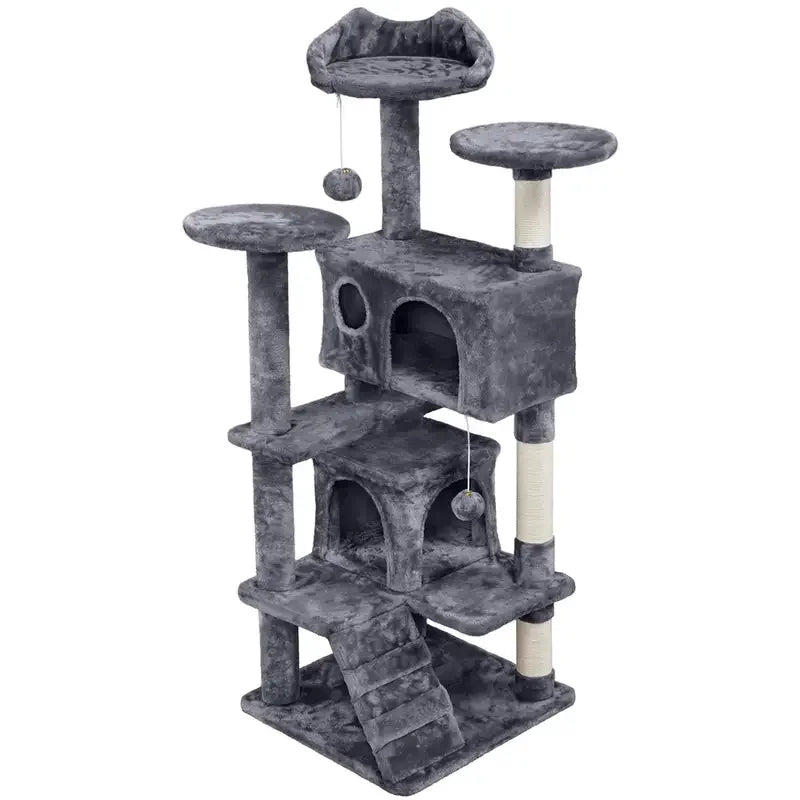 Torre per gatti con 2 cucce e tiragraffi