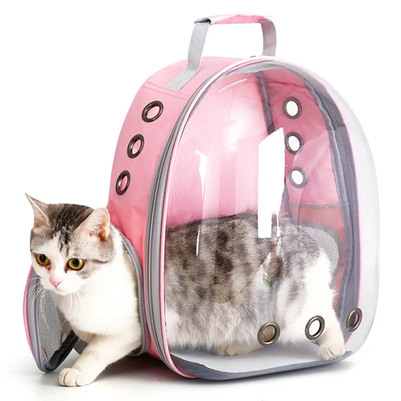 Zaino per il trasporto di animali domestici a forma di capsula trasparente