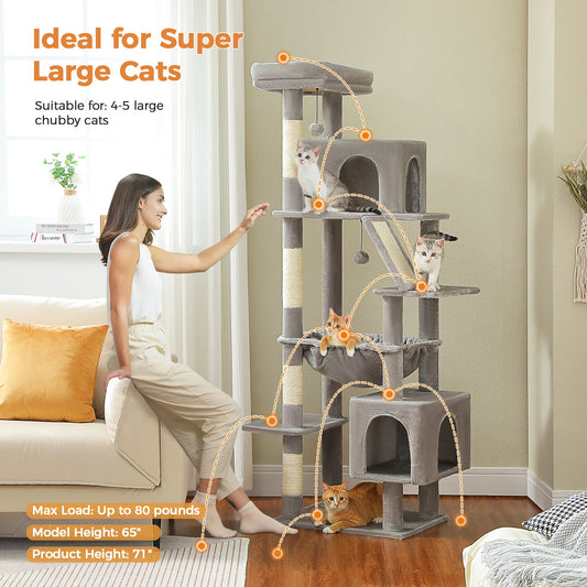 Albero per gatti con amaca e 2 cucce - 180cm