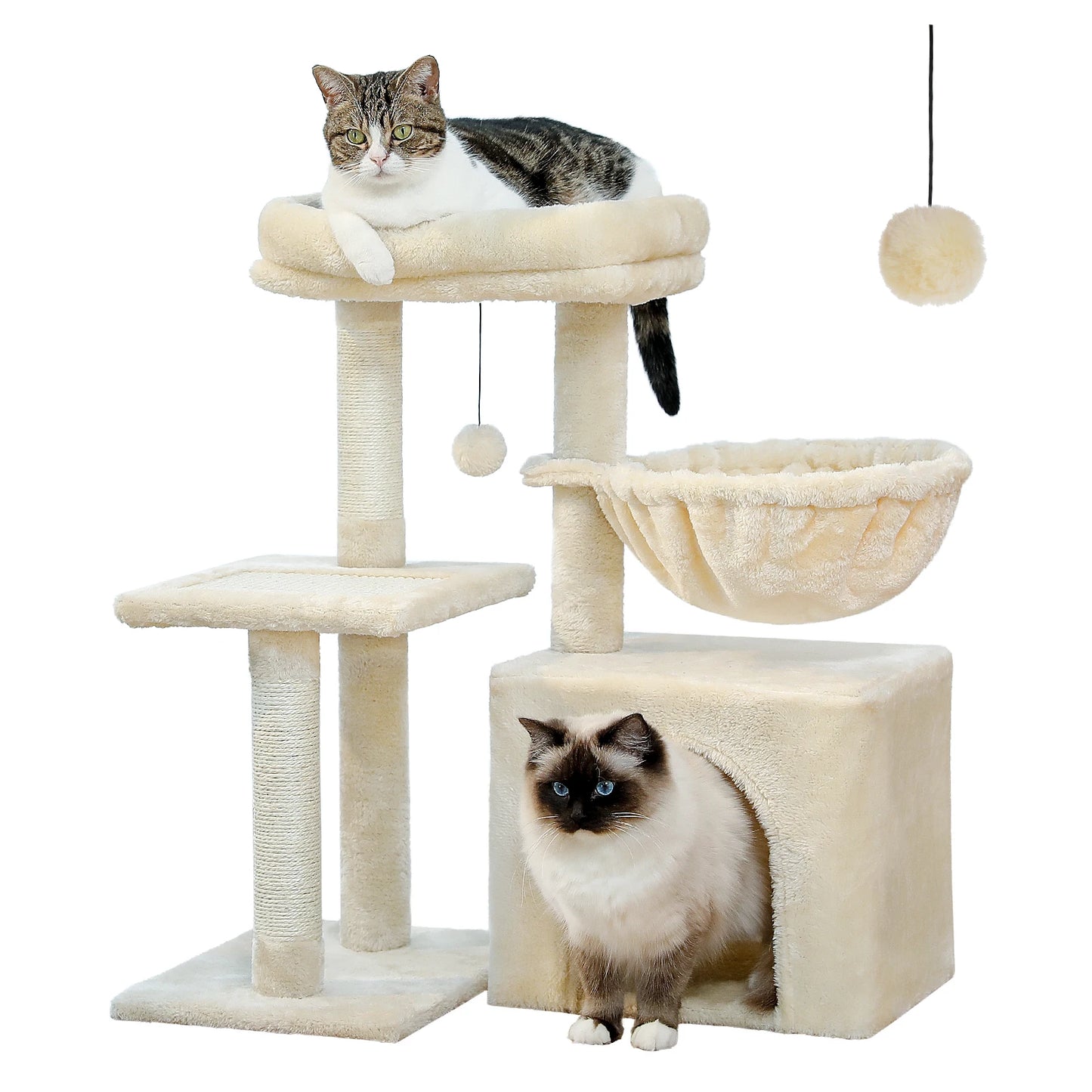 Tiragraffi per gatti su 2 livelli + cuccia