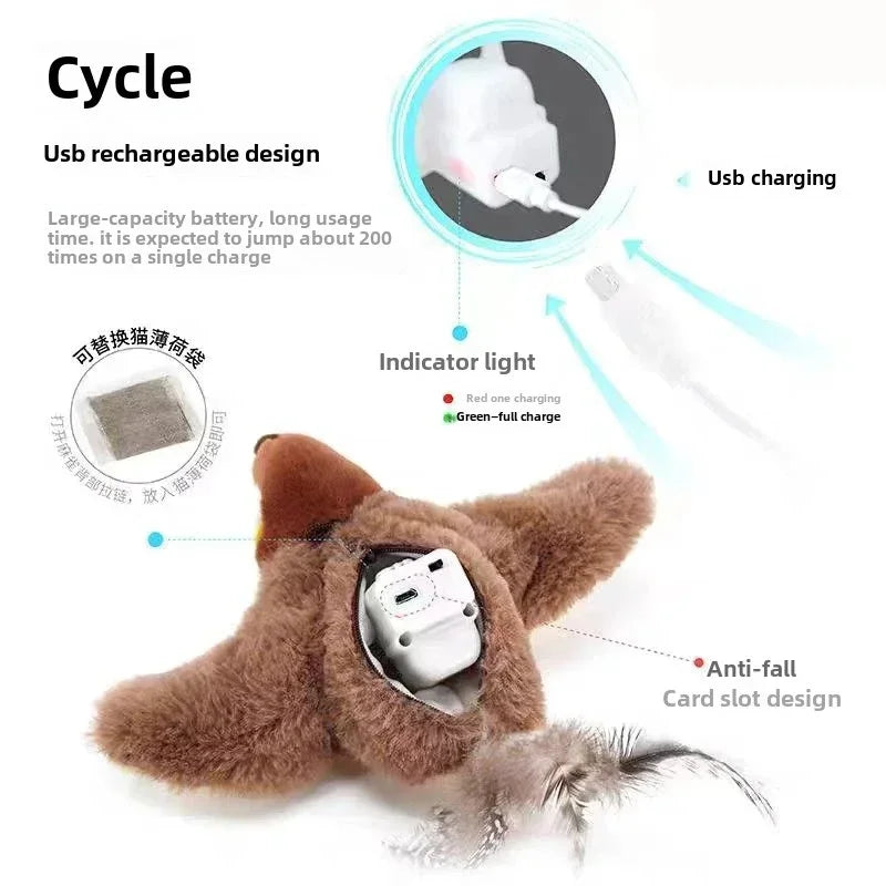 Giocattolo di peluche squittente attivato al tocco per cani e gatti, ricaricabile tramite USB